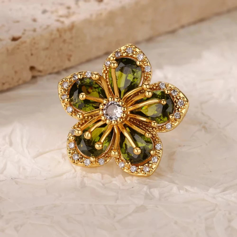 Emerald Bloom Serpent Ring