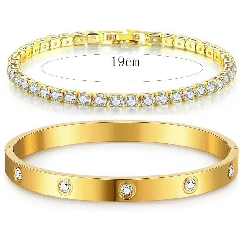 Radiant Zirconia Gold Bangles