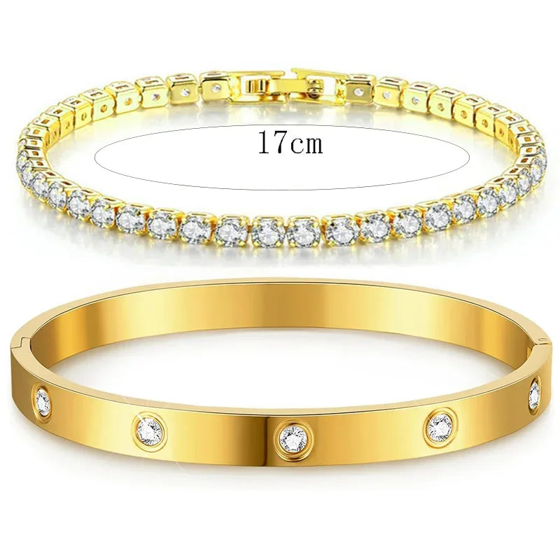 Radiant Zirconia Gold Bangles