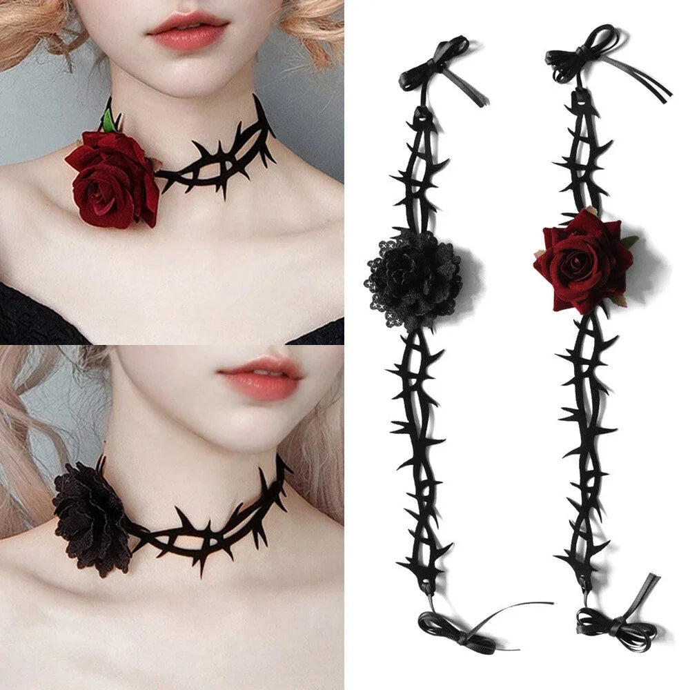 Dark Romantic Rose Thorn Necklace Accessories