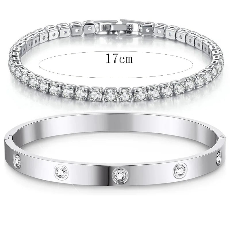 Radiant Zirconia Gold Bangles