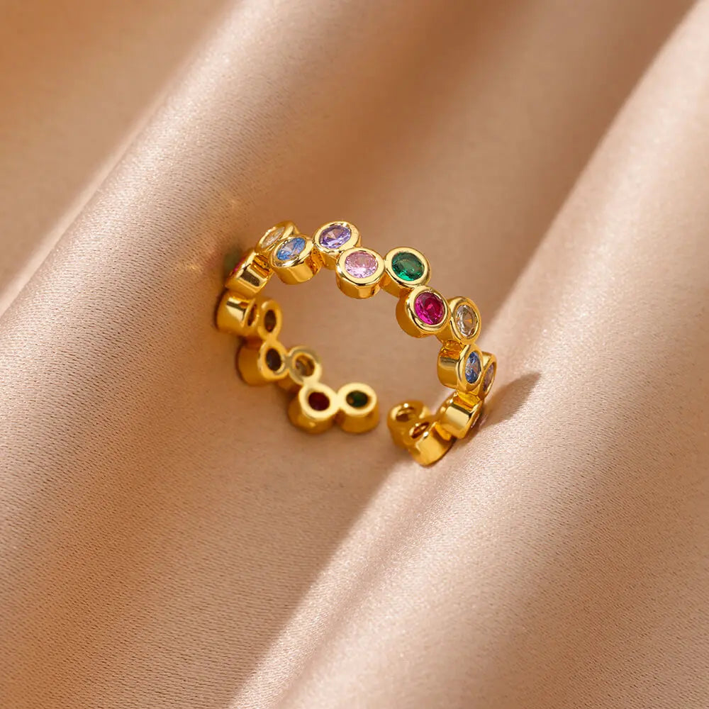 Zircon Geometric Heart Rings