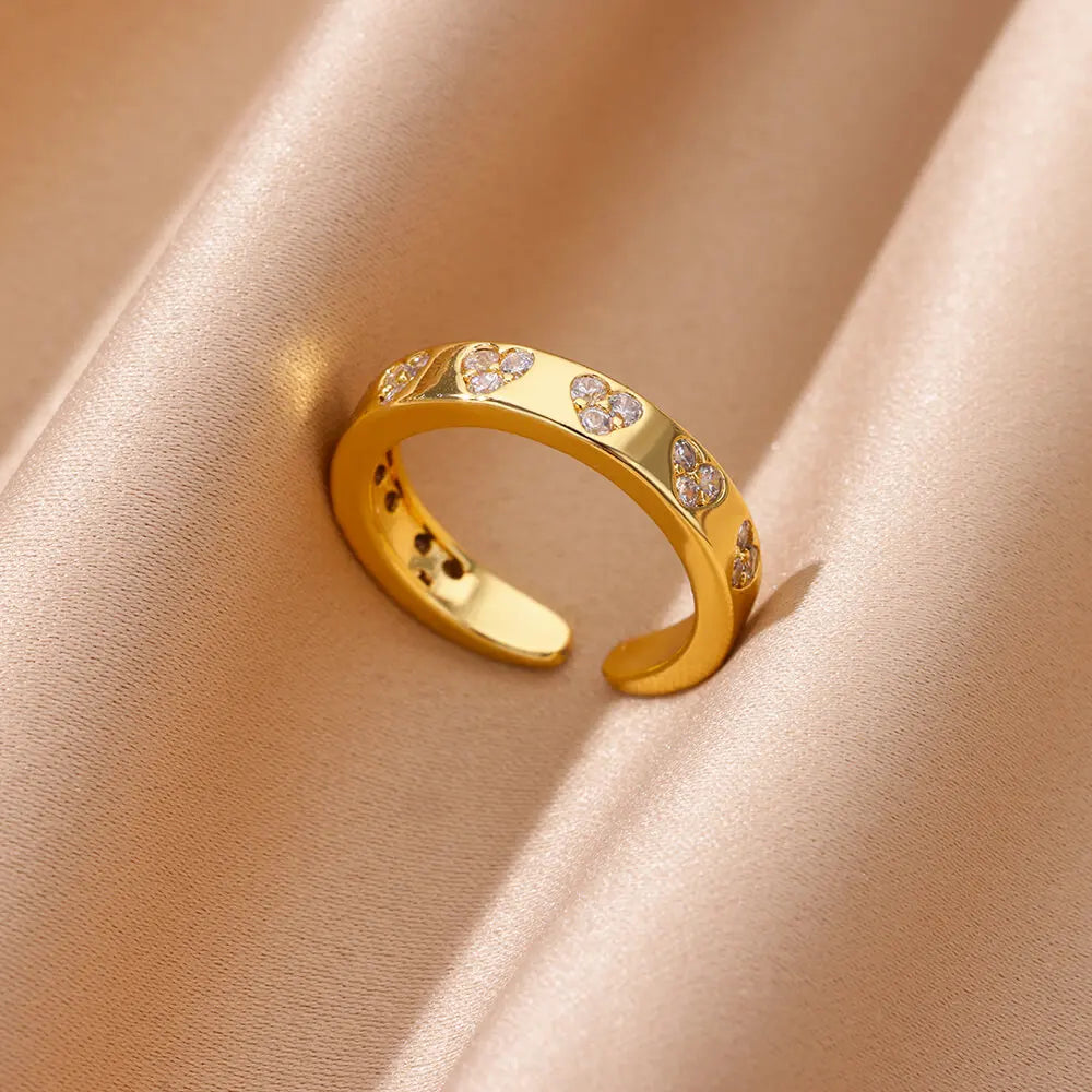 Zircon Geometric Heart Rings