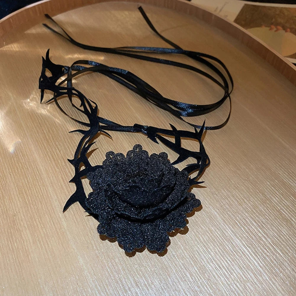 Dark Romantic Rose Thorn Necklace Accessories
