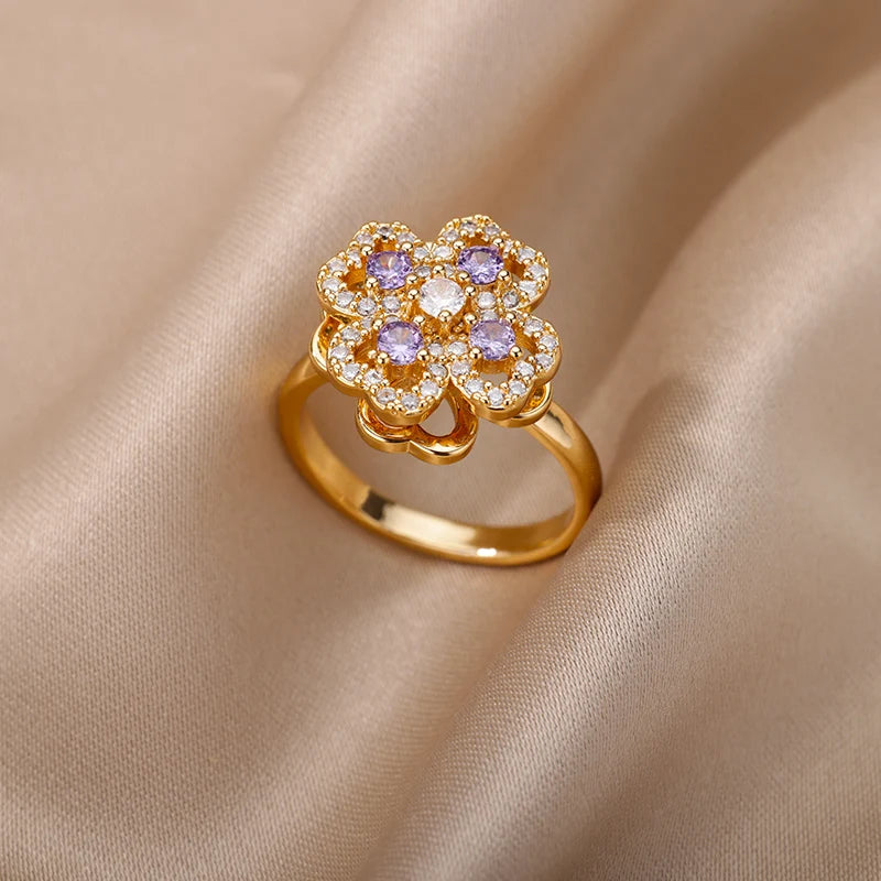 Aura Clover Spinner Ring