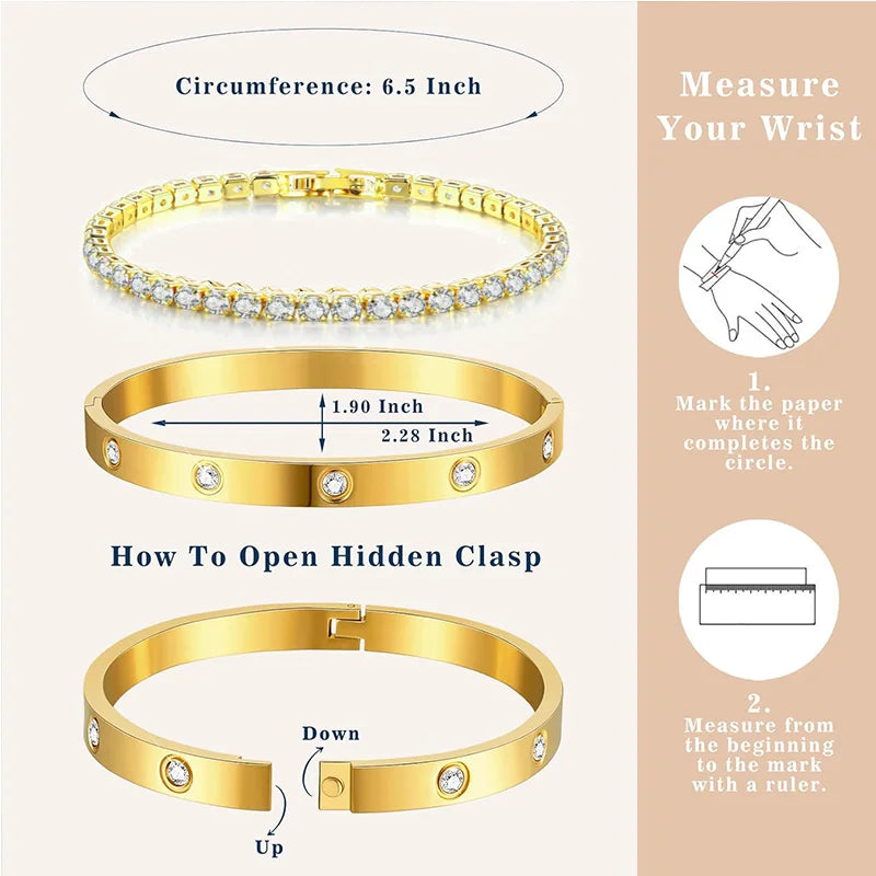 Radiant Zirconia Gold Bangles