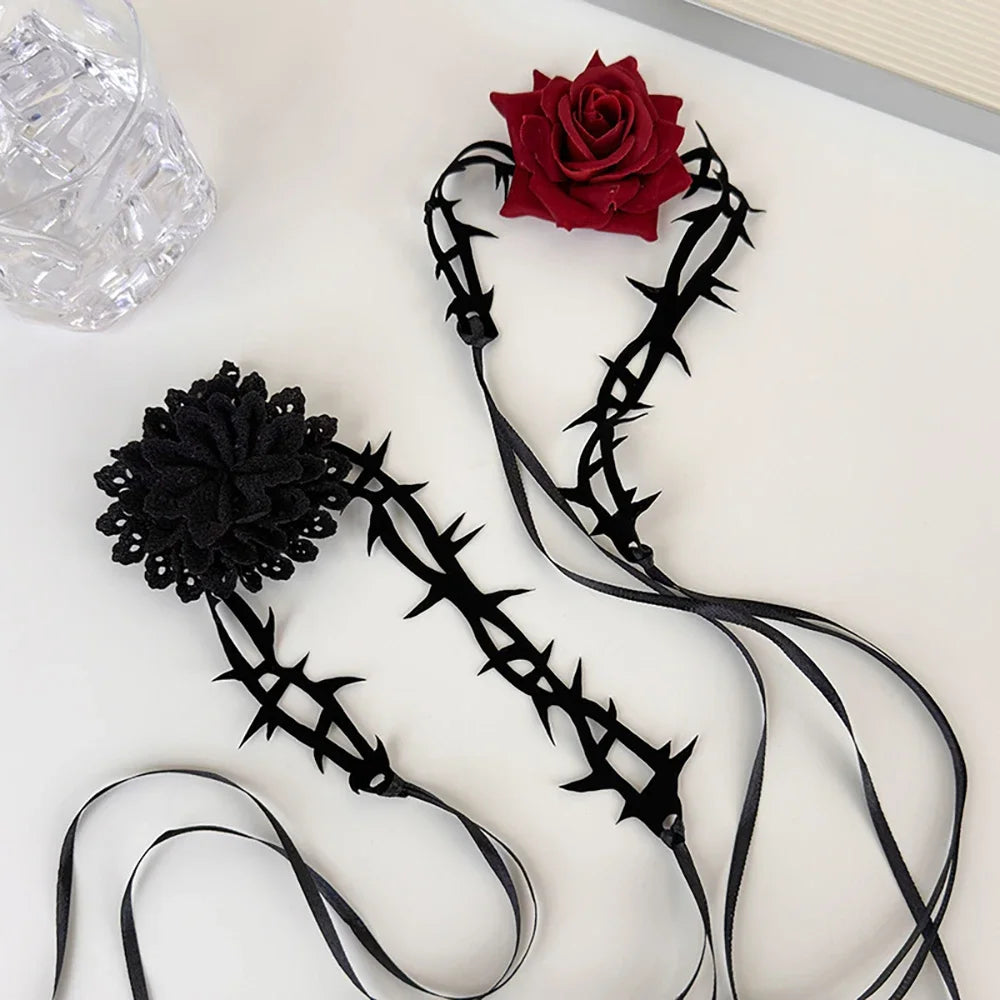 Dark Romantic Rose Thorn Necklace Accessories